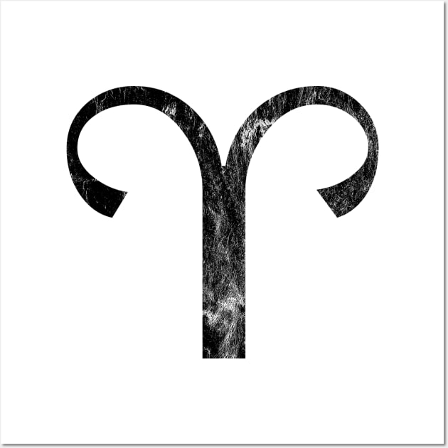 Aries Zodiac Horoscope in Distressed Black Design Wall Art by bumblefuzzies